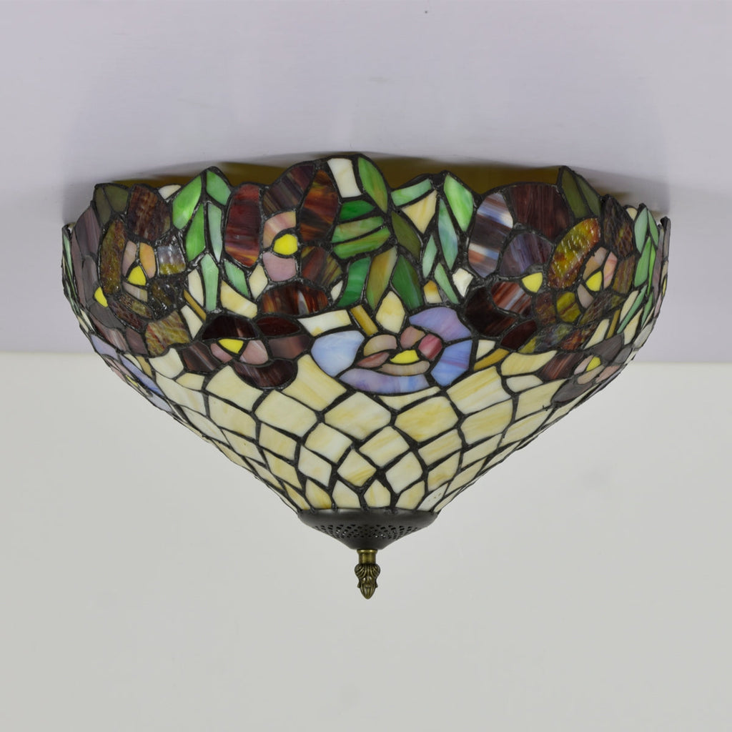 Floral Tiffany Style Stained Glass Ceiling Light