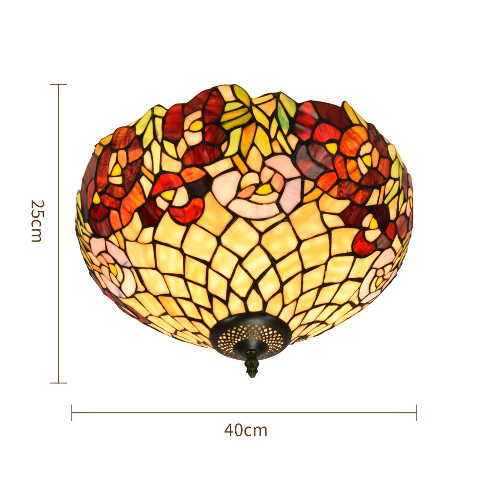 Floral Tiffany Style Stained Glass Ceiling Light