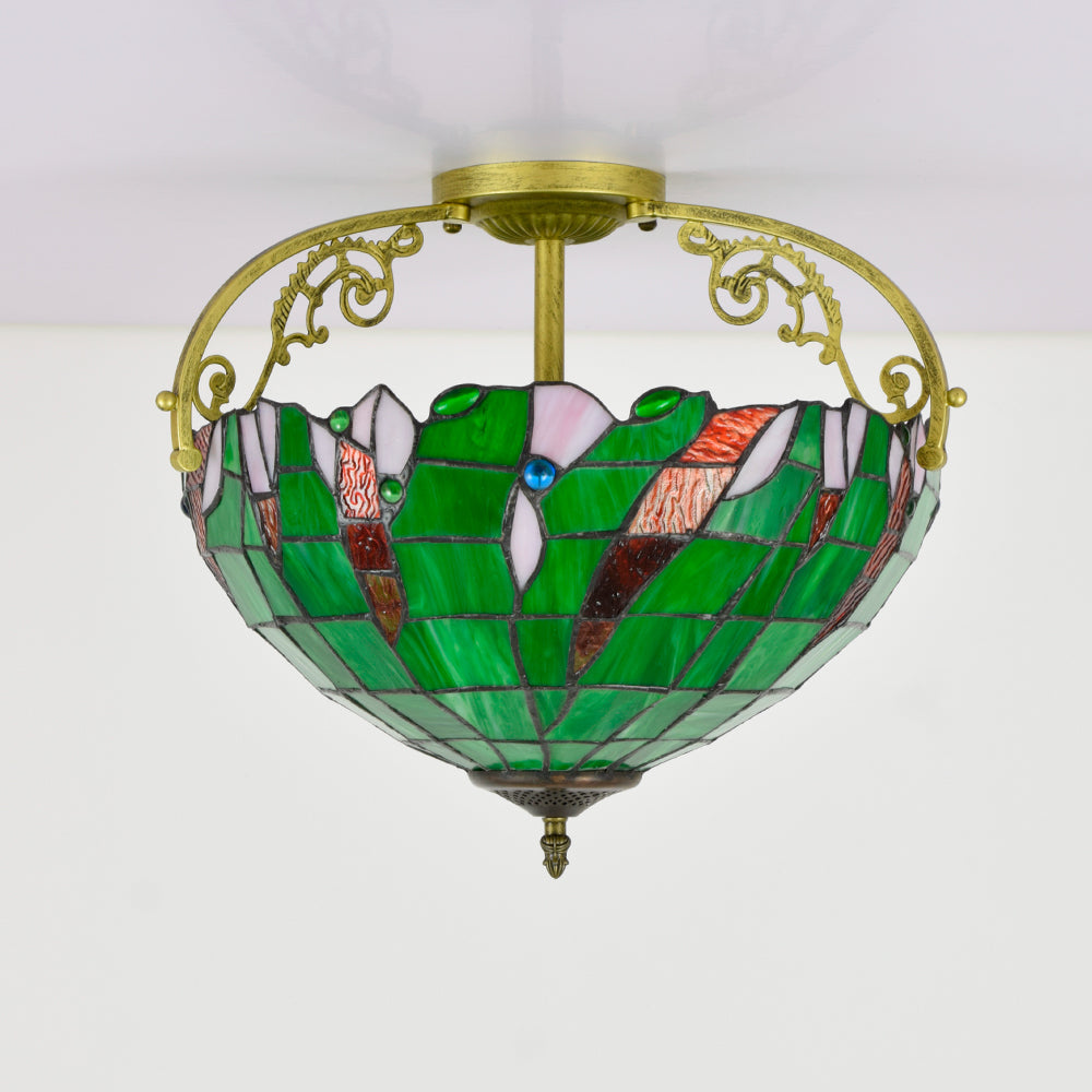 Ornate Tiffany-style stained glass ceiling light
