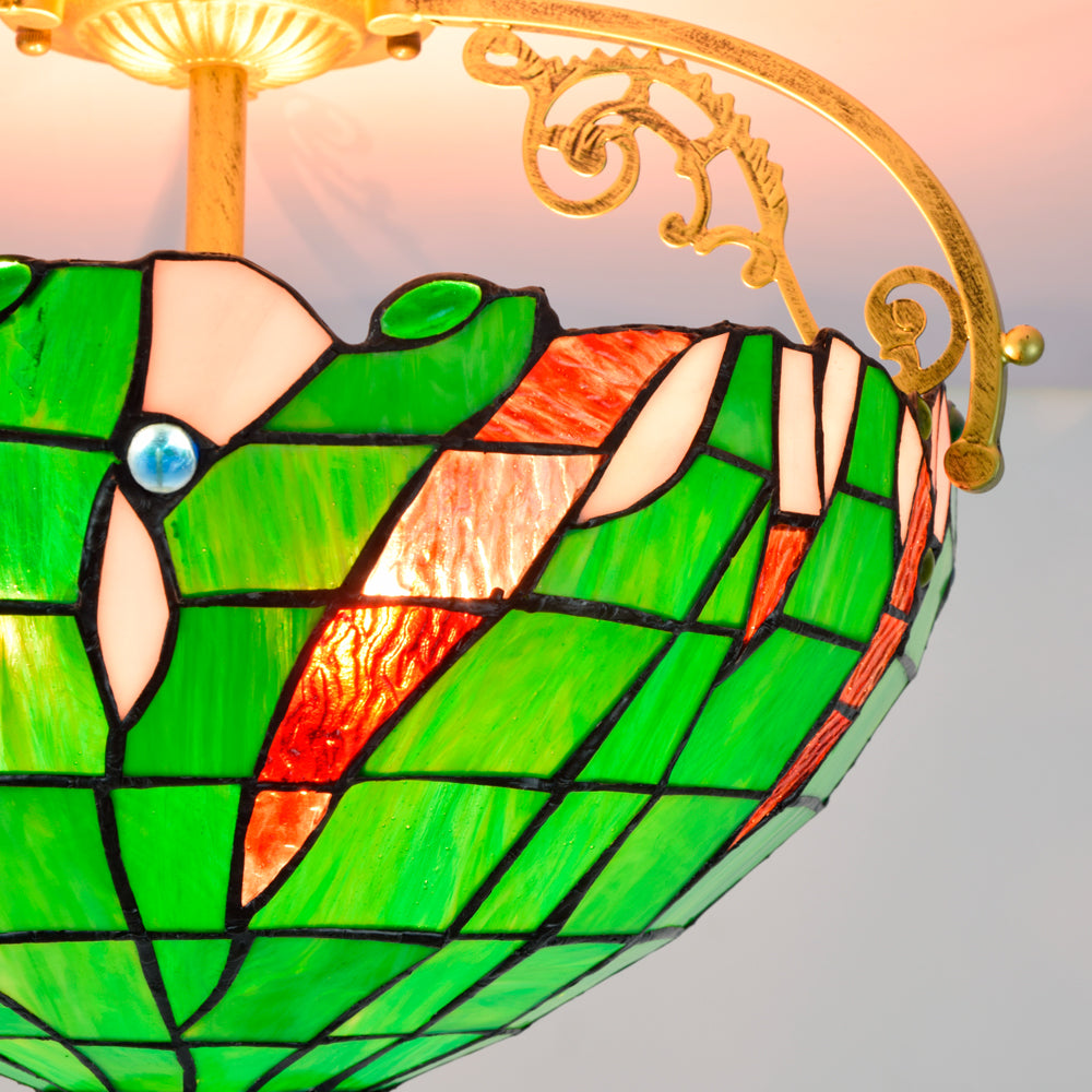 Ornate Tiffany-style stained glass ceiling light