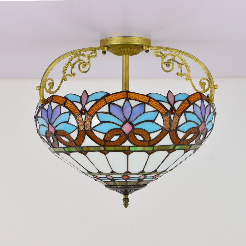 Floral Tiffany Style Stained Glass Ceiling Light