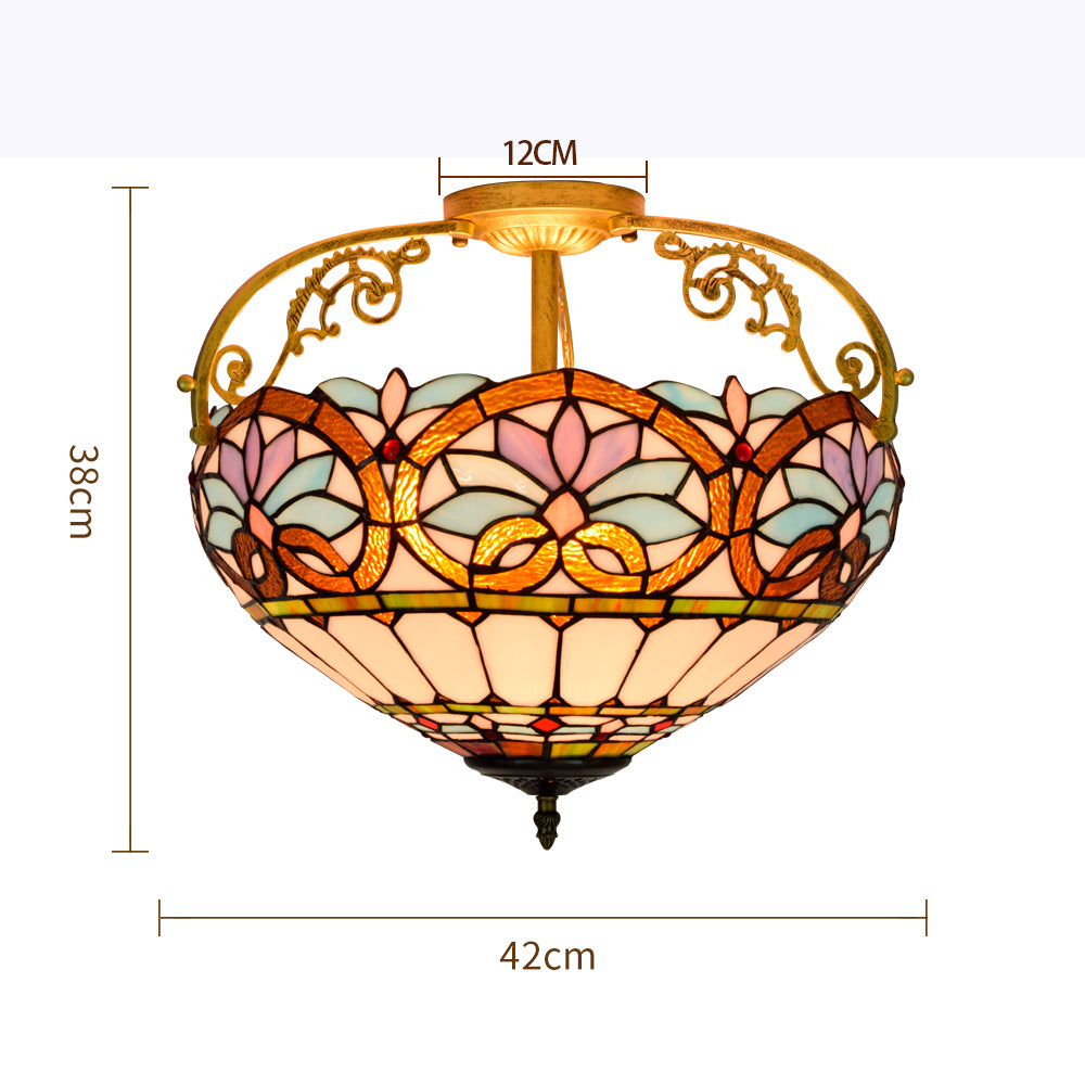 Floral Tiffany Style Stained Glass Ceiling Light