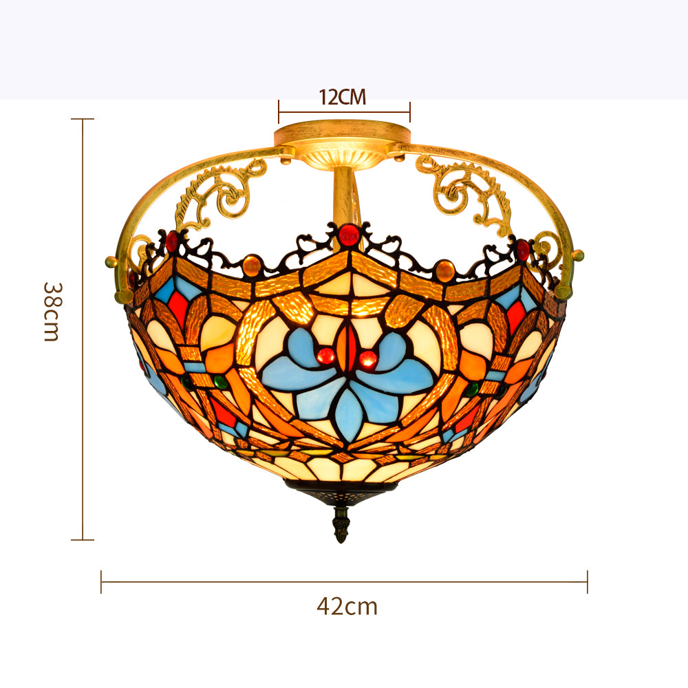 Multicolor Art Nouveau Stained Glass Ceiling Light