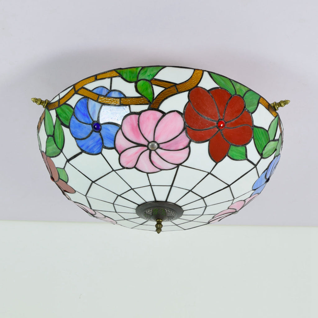 Floral Tiffany Style Stained Glass Ceiling Light