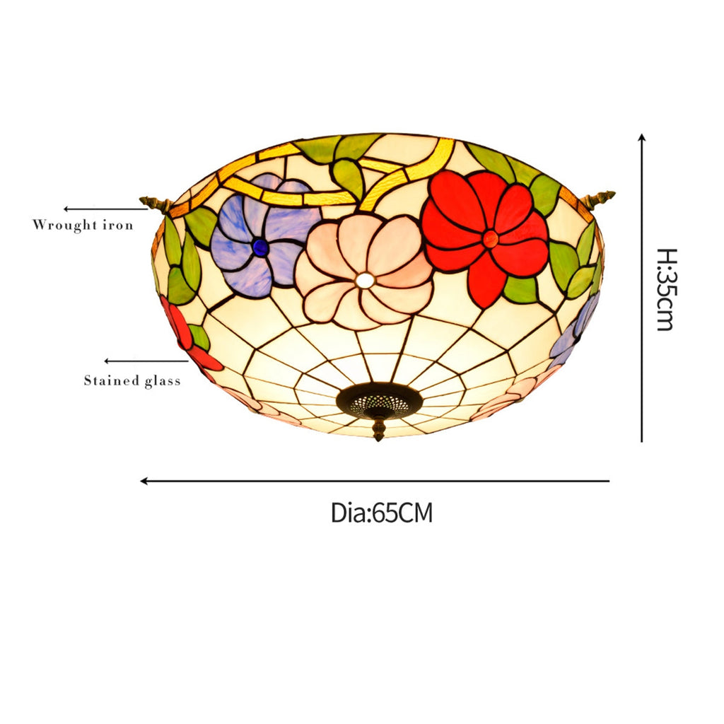 Floral Tiffany Style Stained Glass Ceiling Light
