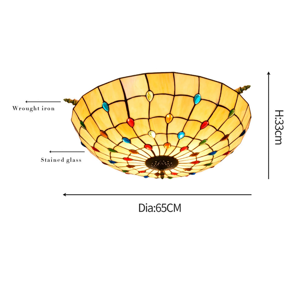 Tiffany Multicolor Tinted Glass Dome Ceiling Light