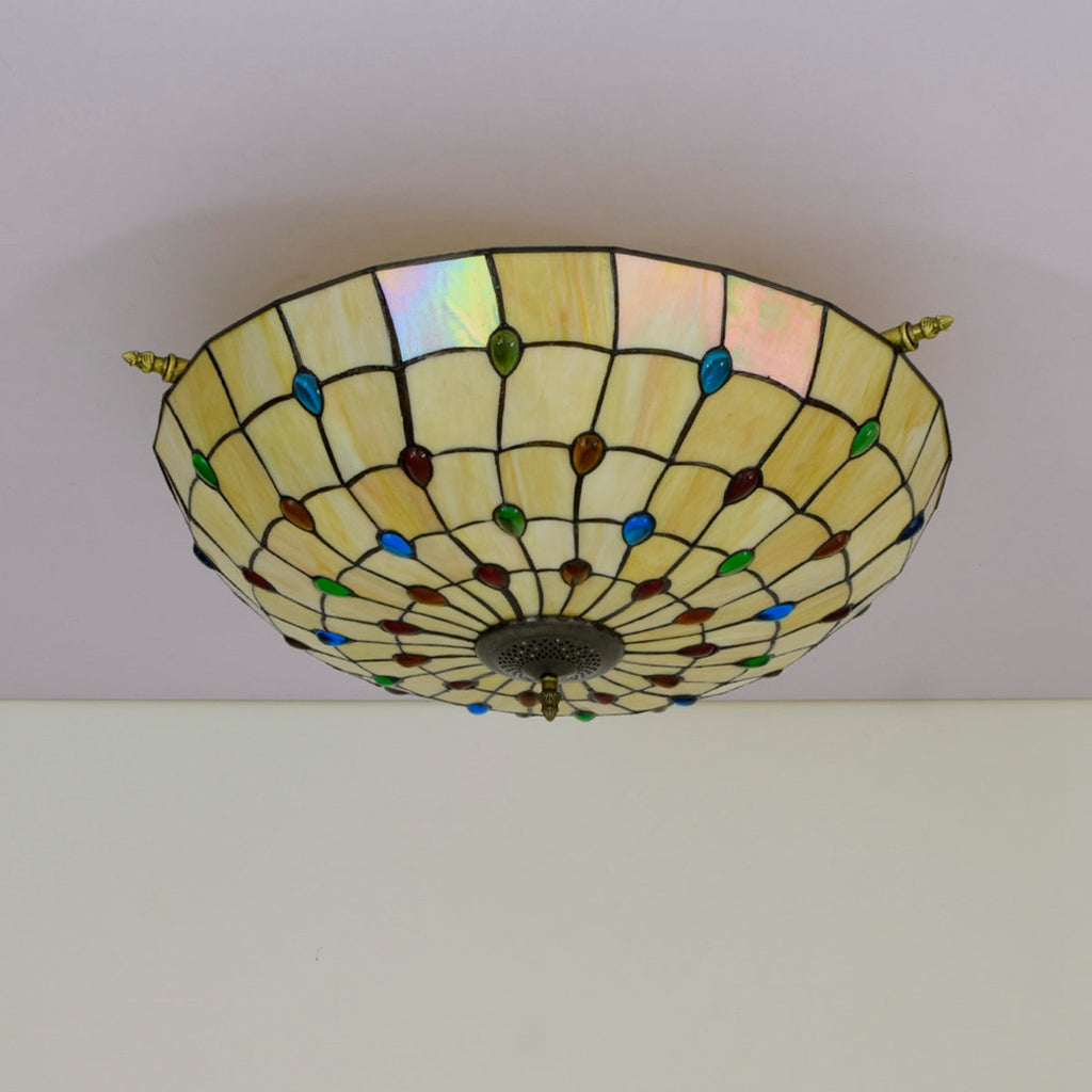 Tiffany Multicolor Tinted Glass Dome Ceiling Light