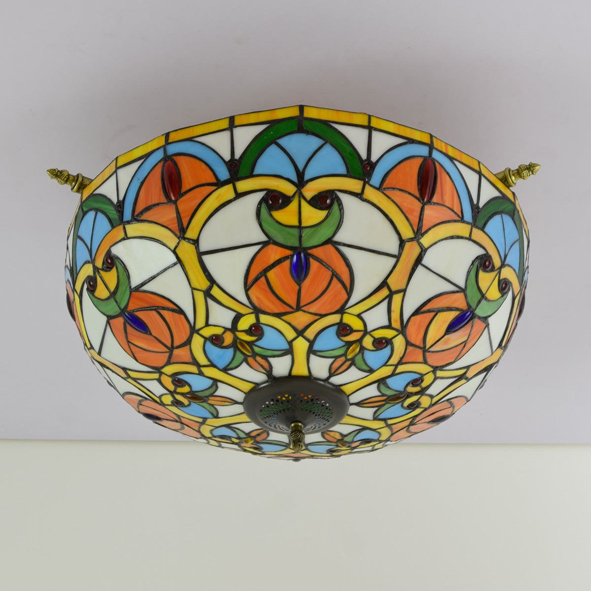 Multicolor Stained Glass Ceiling Light in Tiffany Style