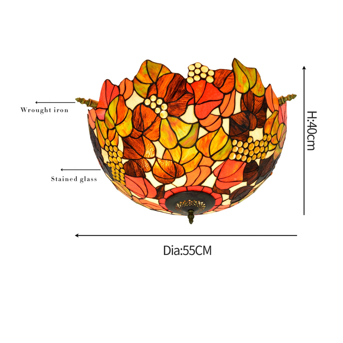 Tiffany-Style Stained Glass Ceiling Light, Autumn Colors