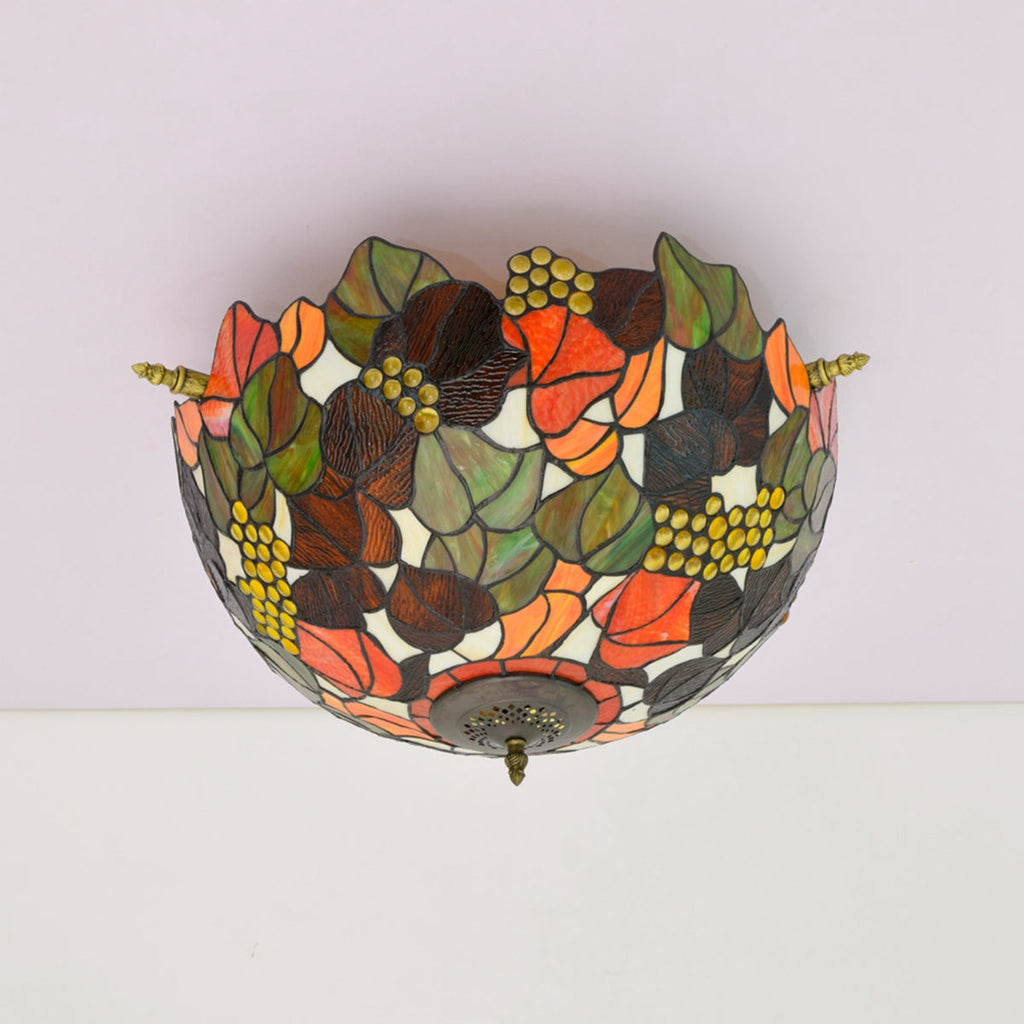 Tiffany-Style Stained Glass Ceiling Light, Autumn Colors
