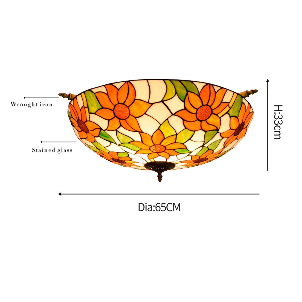 Floral Tiffany Style Stained Glass Ceiling Light