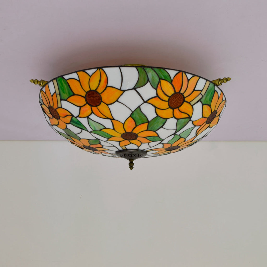 Floral Tiffany Style Stained Glass Ceiling Light
