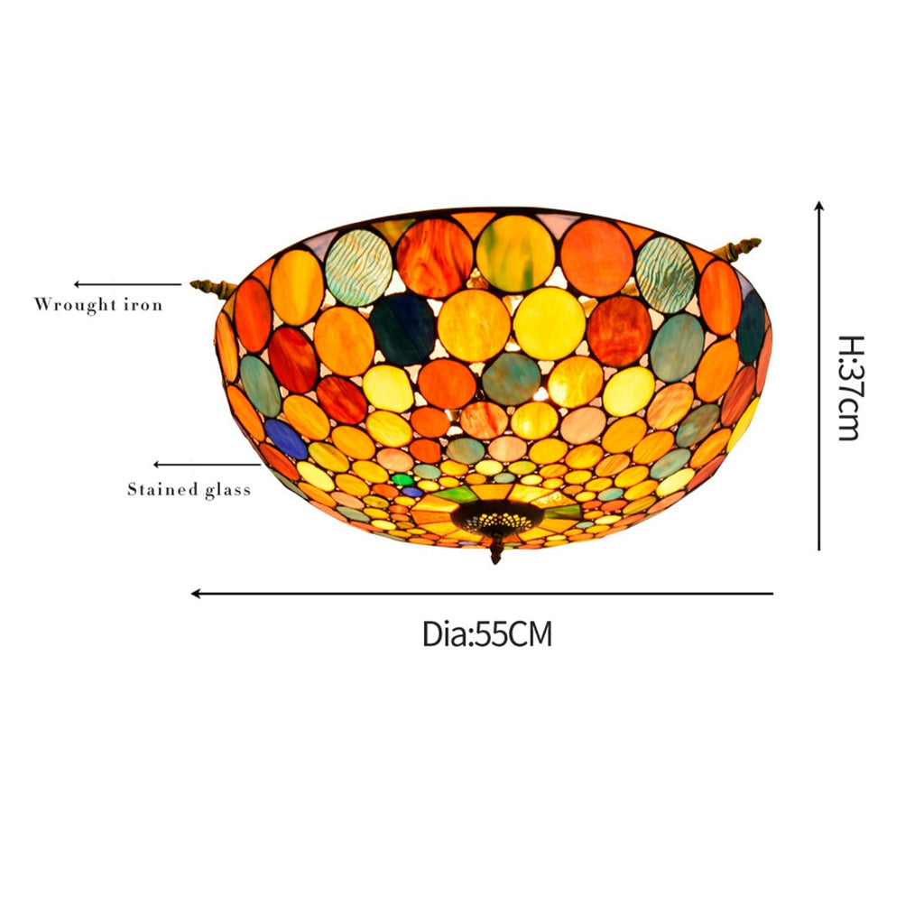 Tiffany Style Multicolored Stained Glass Ceiling Light