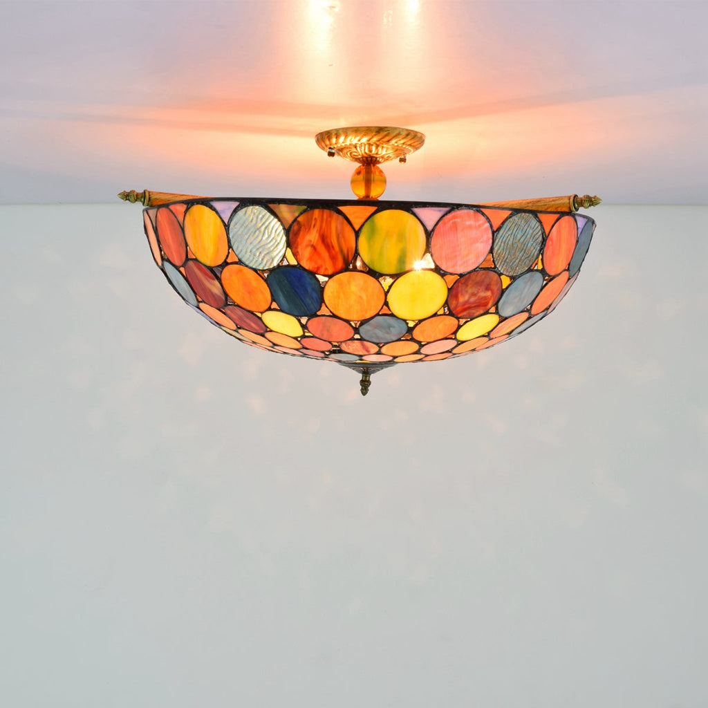 Tiffany Style Multicolored Stained Glass Ceiling Light