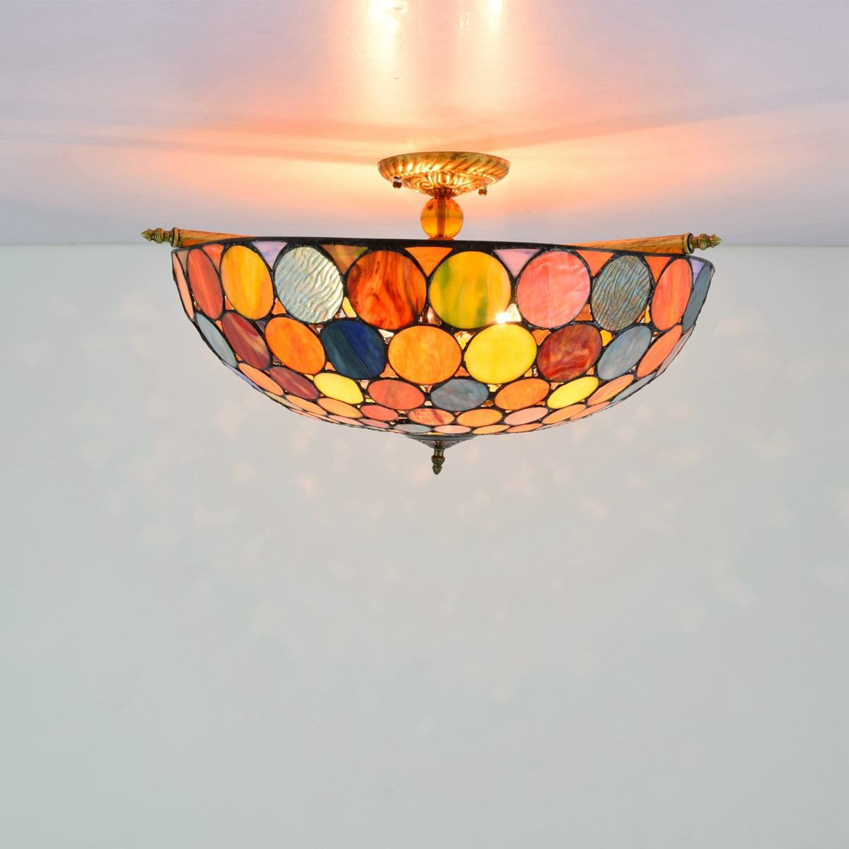 Tiffany Style Multicolored Stained Glass Ceiling Light