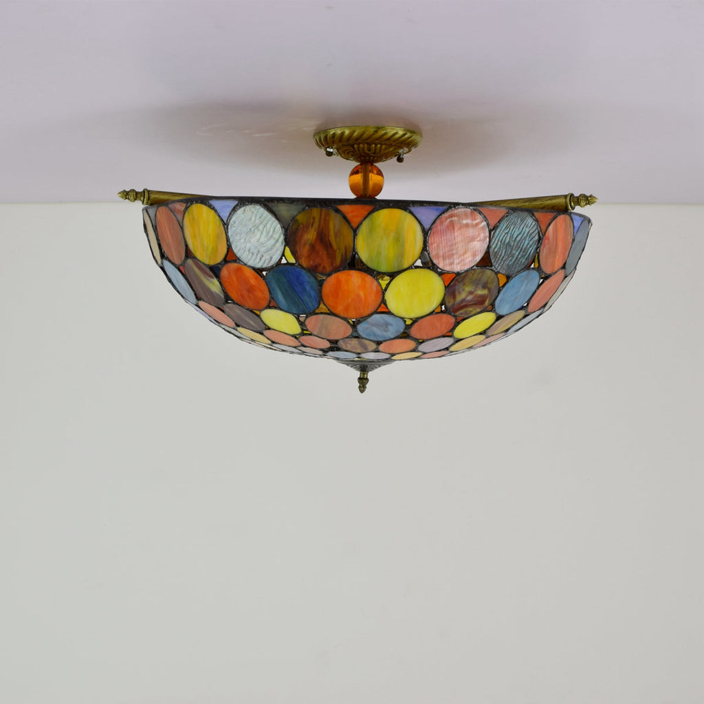 Tiffany Style Multicolored Stained Glass Ceiling Light