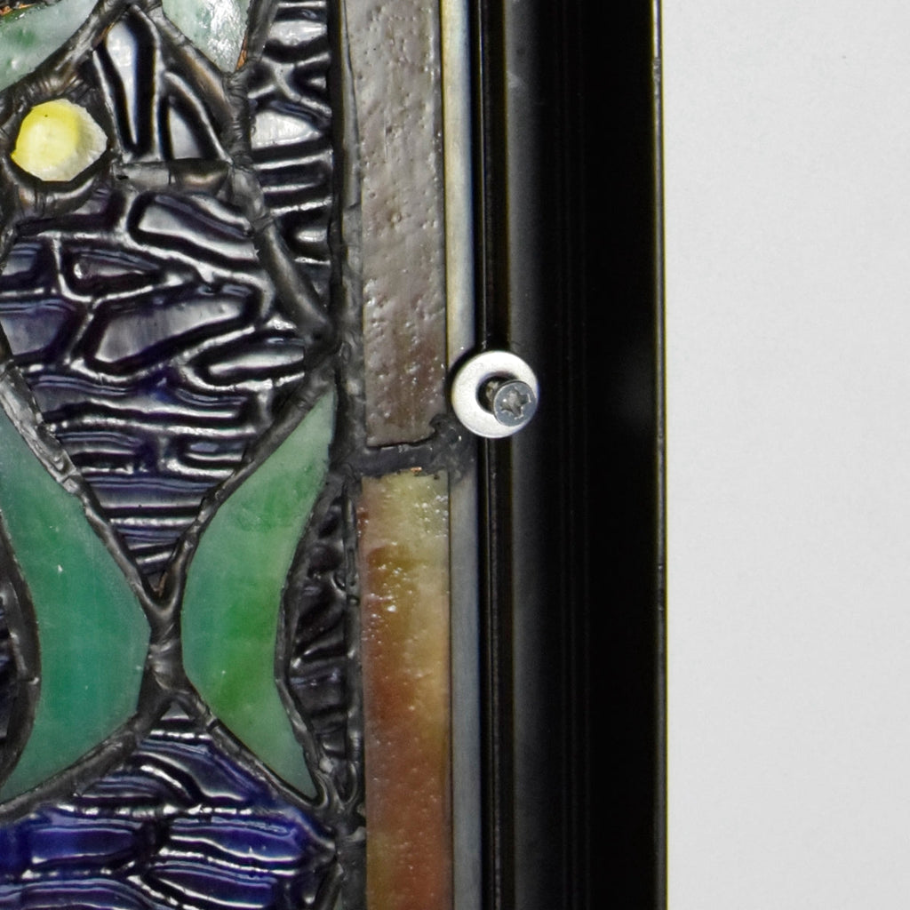 Stained Glass Ceiling Light with Floral and Geometric Design