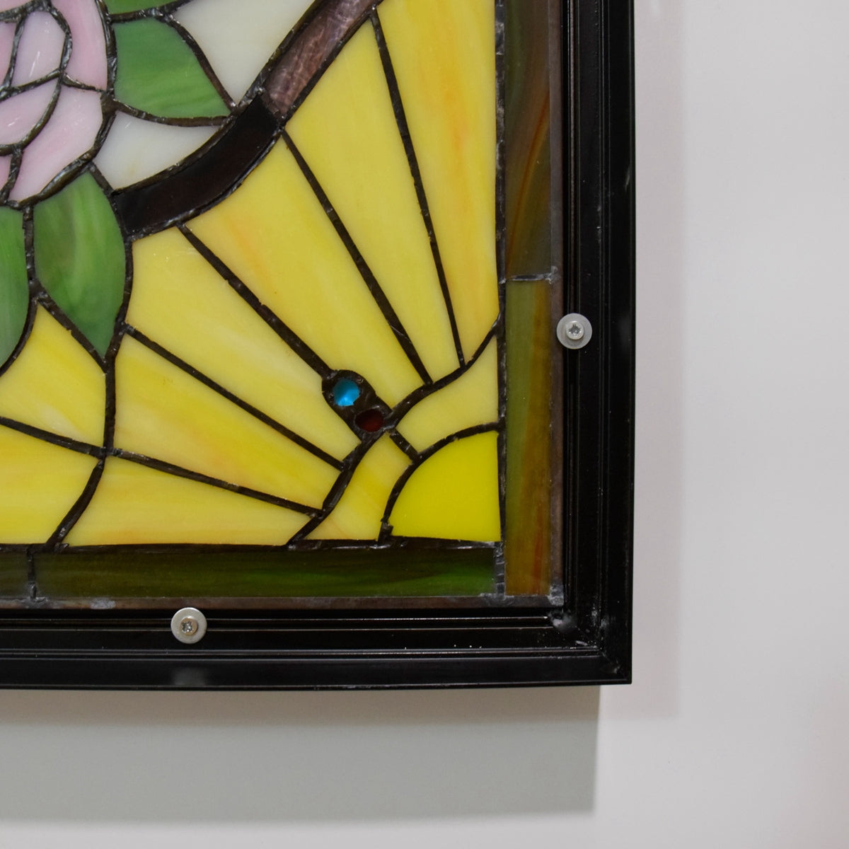 Stained Glass Panel with Rose Wreath and Star