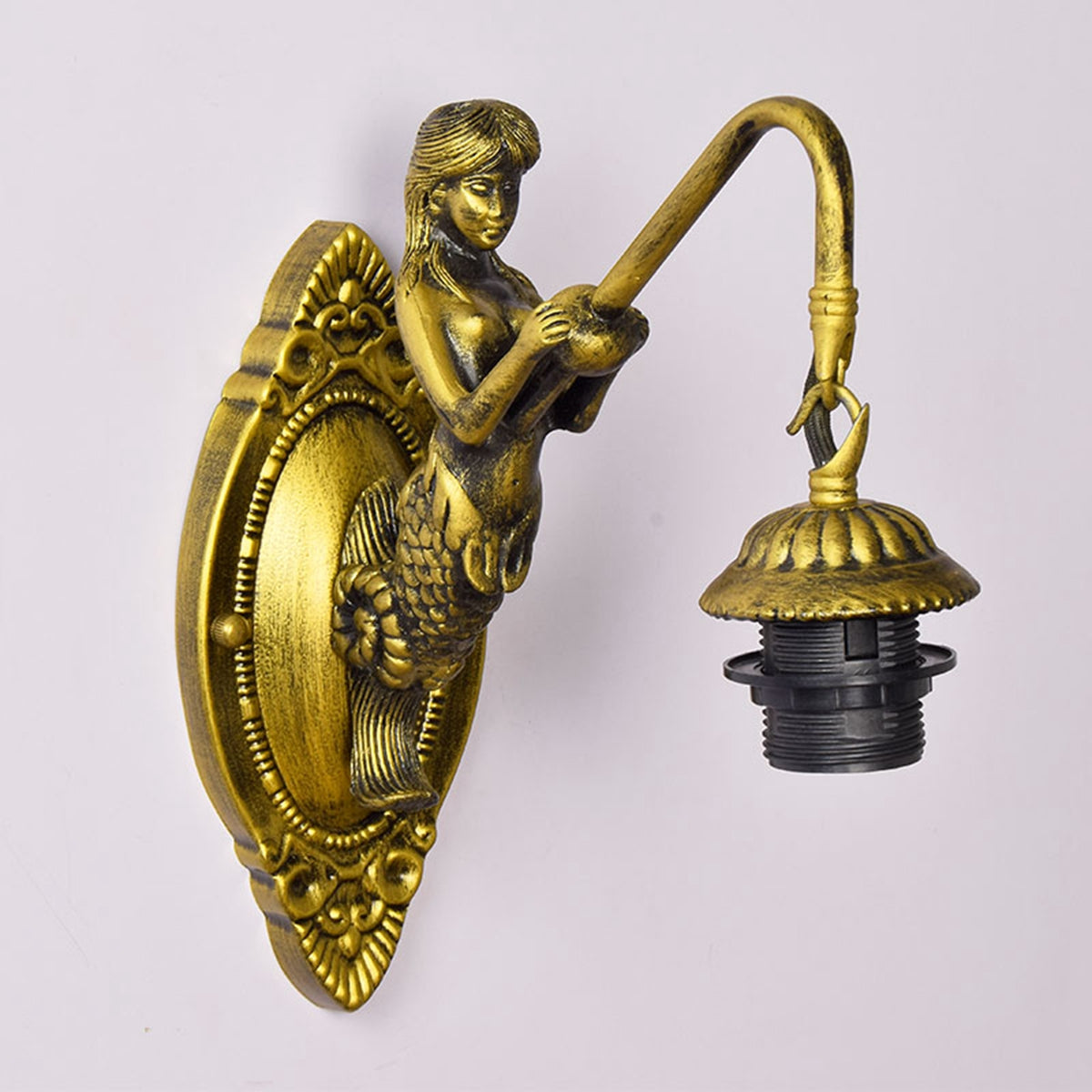 Tiffany Blue Stained Glass Mermaid Wall Sconce