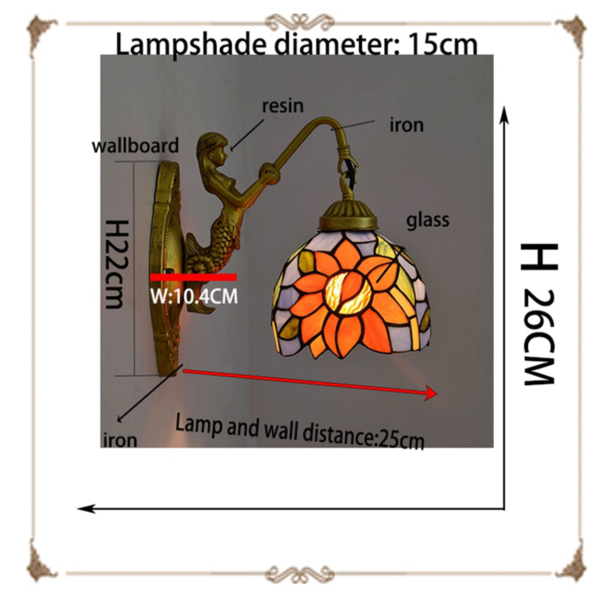 Stained Glass Mermaid Wall Sconce Sunflower