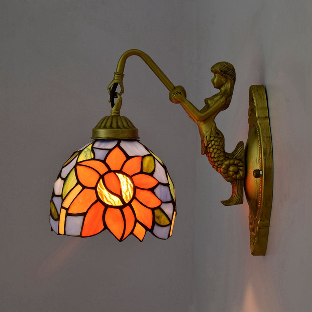 Stained Glass Mermaid Wall Sconce Sunflower