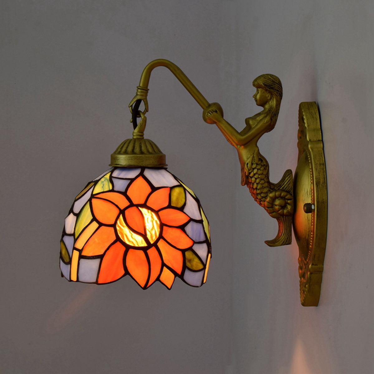 Stained Glass Mermaid Wall Sconce Sunflower