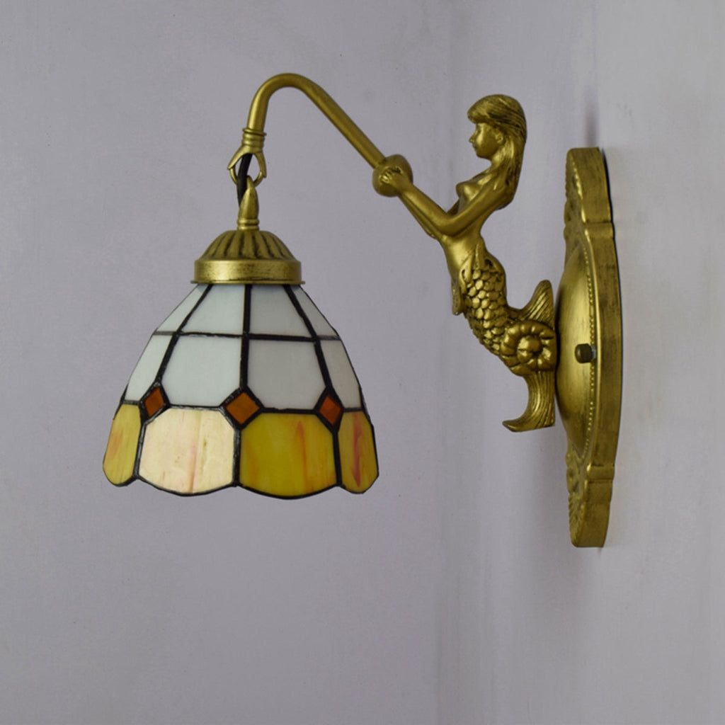 Mermaid Wall Sconce in Antique Blue Tinted Glass