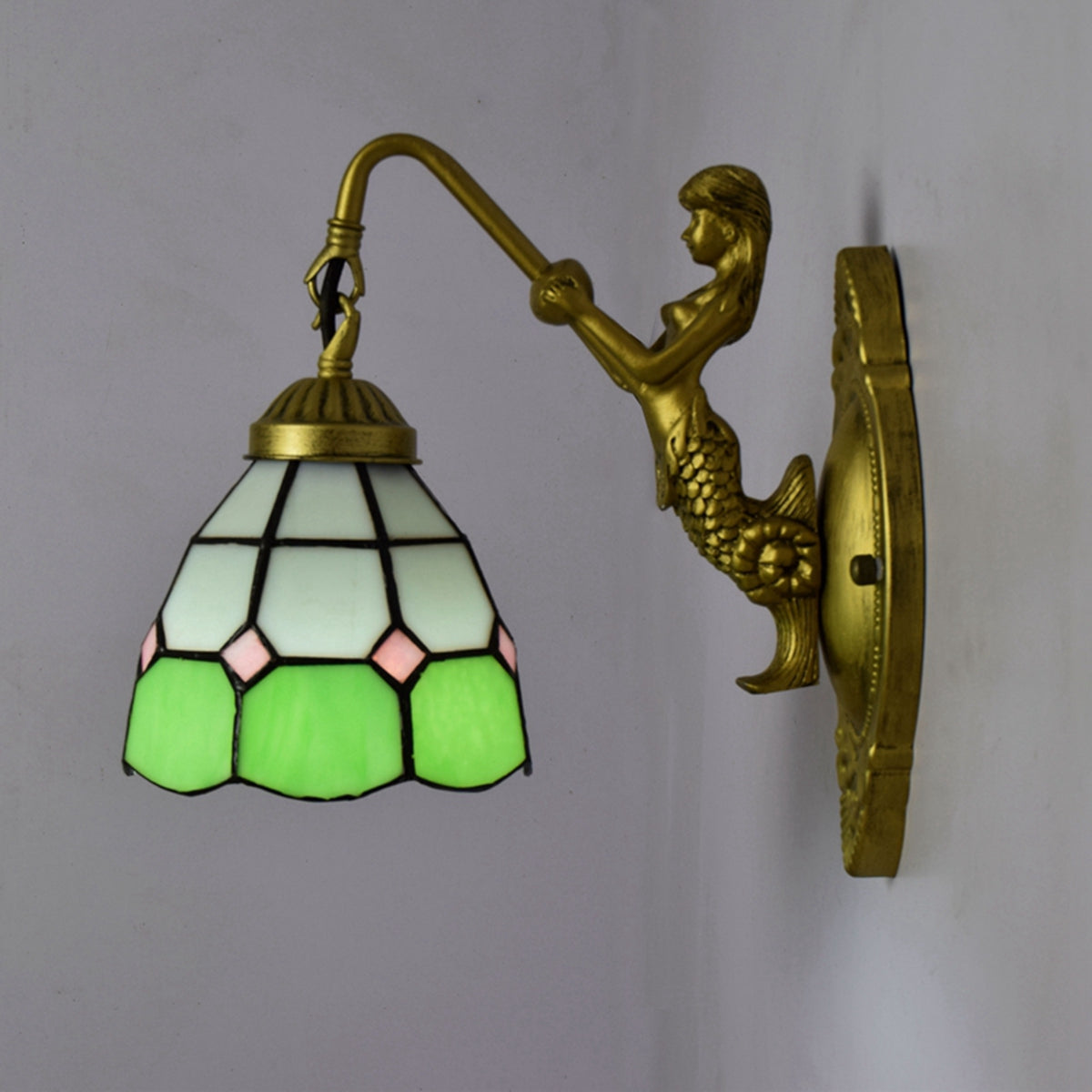 Mermaid Wall Sconce in Antique Blue Tinted Glass