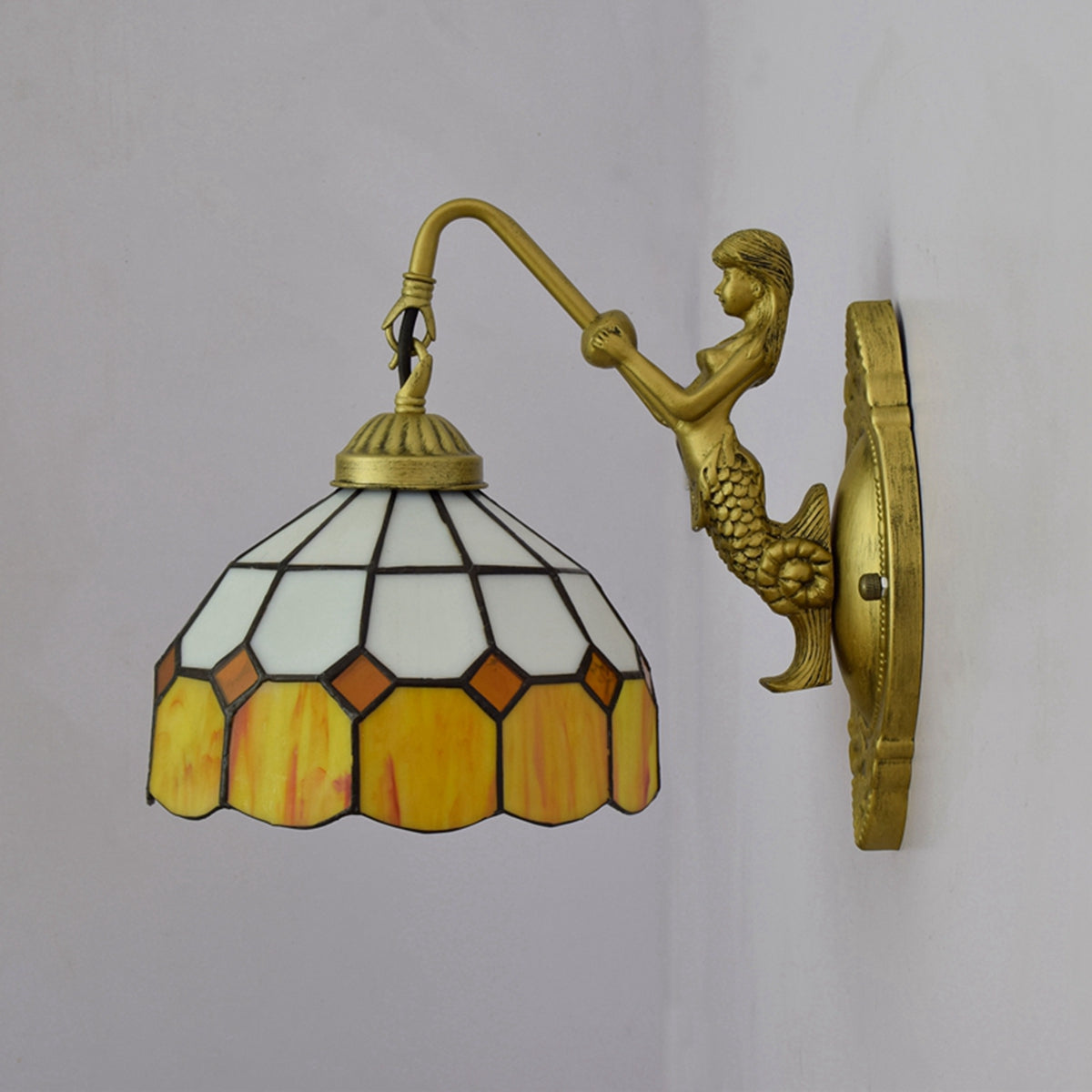 Blue and White Mermaid Tinted Glass Wall Sconce
