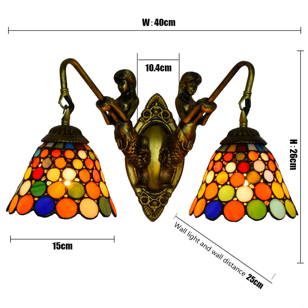 Tiffany Style Mermaid Wall Sconce, Multicolored Glass