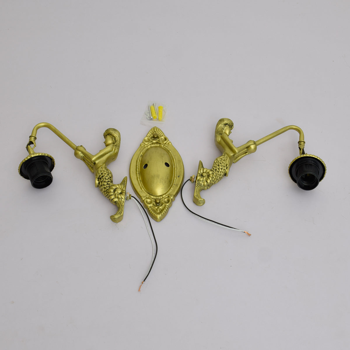 Antique Bronze Wall Sconce with Tiffany Style Mermaids
