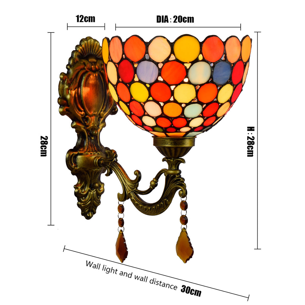 Antique Colorful Mosaic Tiffany Style Wall Sconce