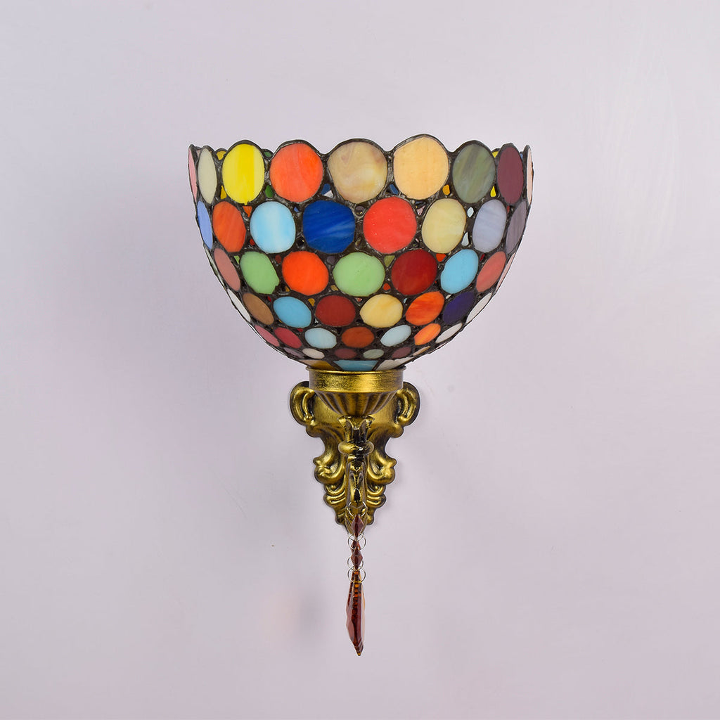 Antique Colorful Mosaic Tiffany Style Wall Sconce