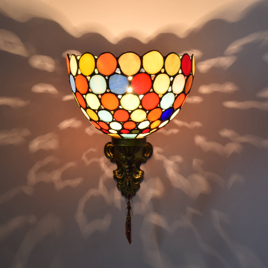 Antique Colorful Mosaic Tiffany Style Wall Sconce