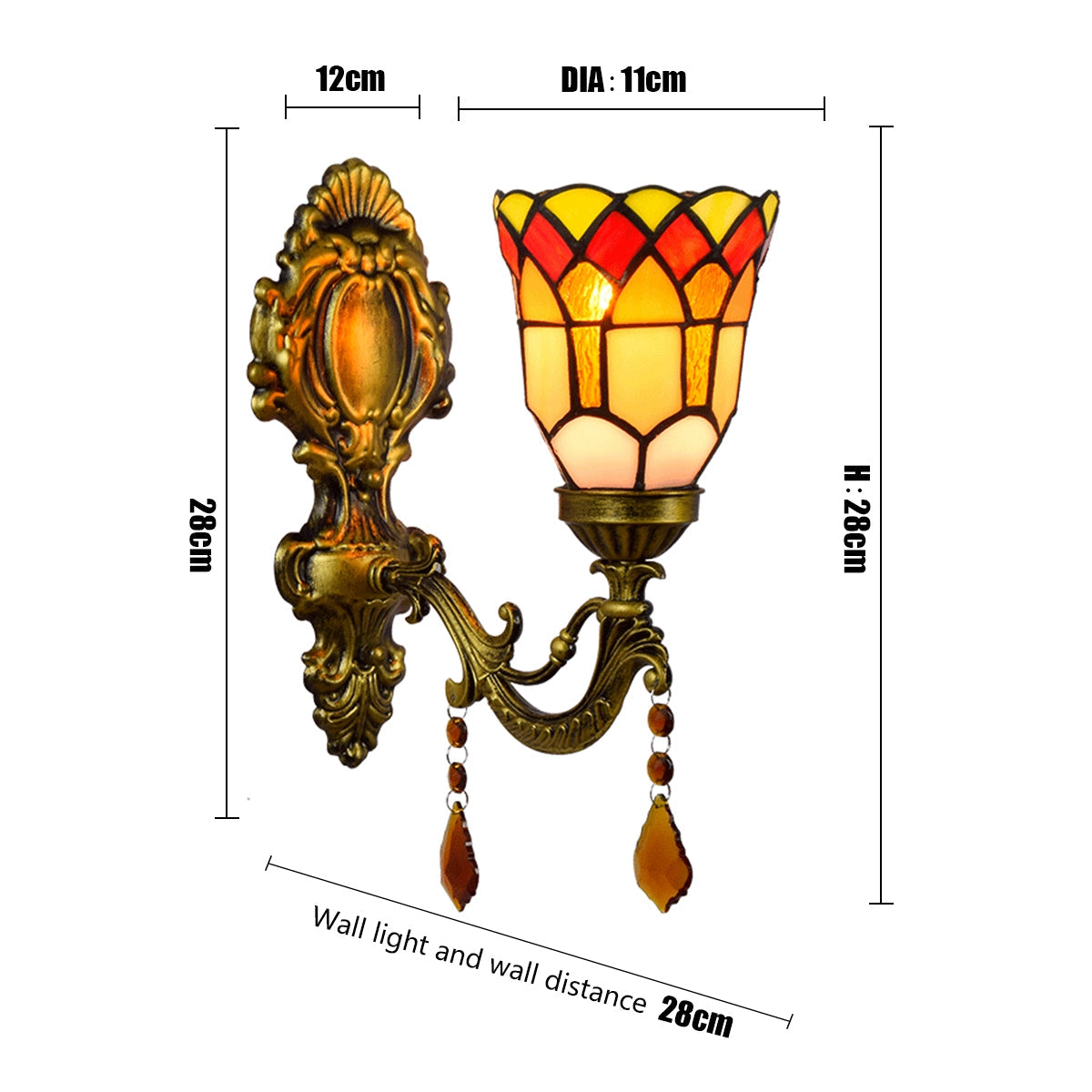 Tiffany Wall Sconce in Antique Bronze and Crystals