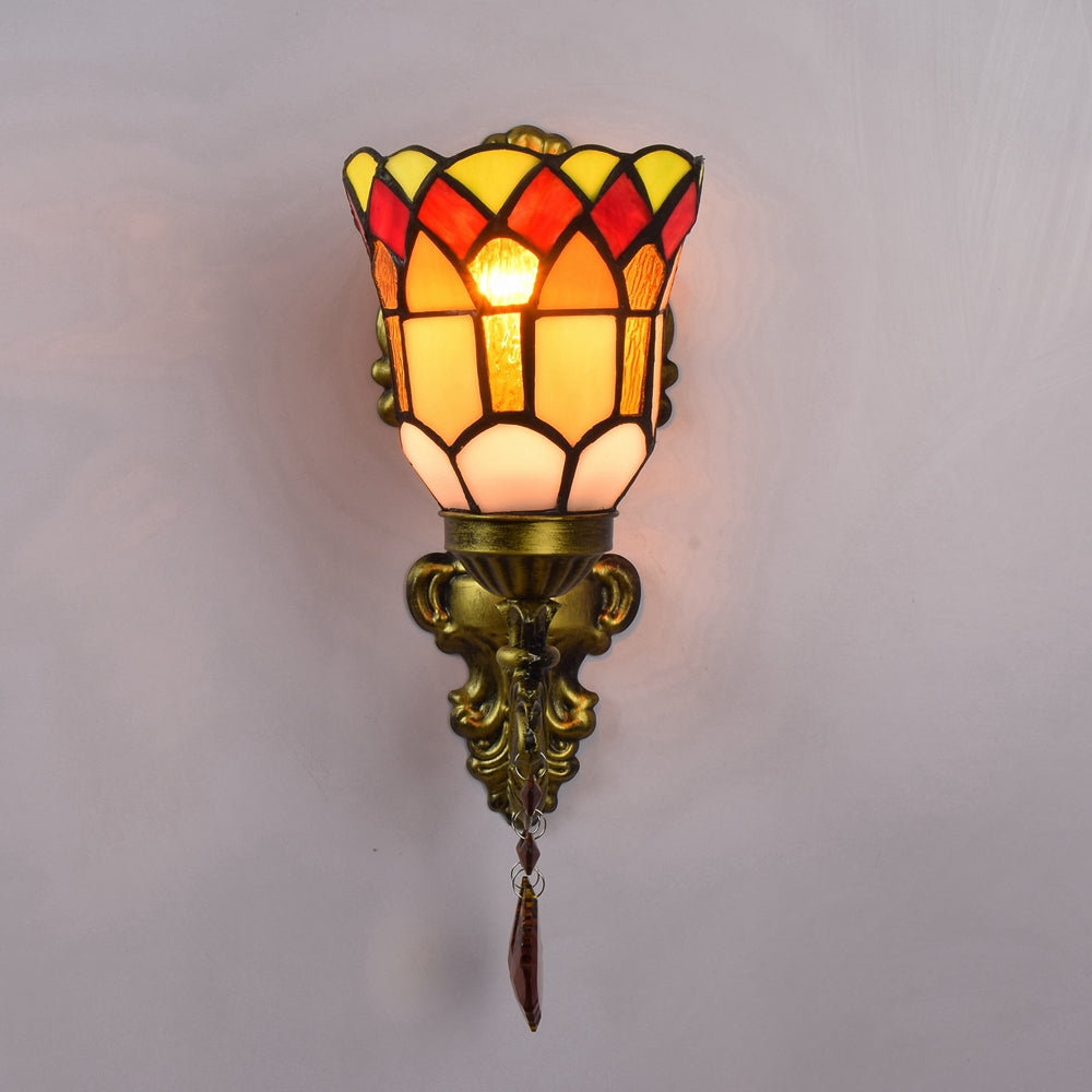 Tiffany Wall Sconce in Antique Bronze and Crystals