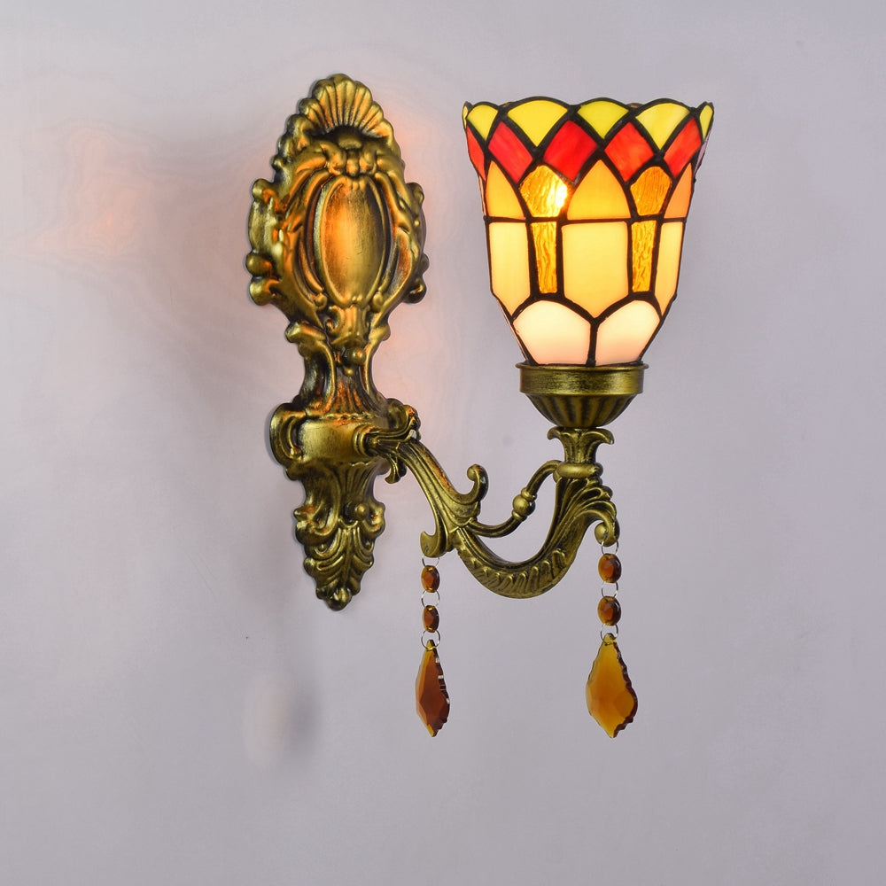 Tiffany Wall Sconce in Antique Bronze and Crystals