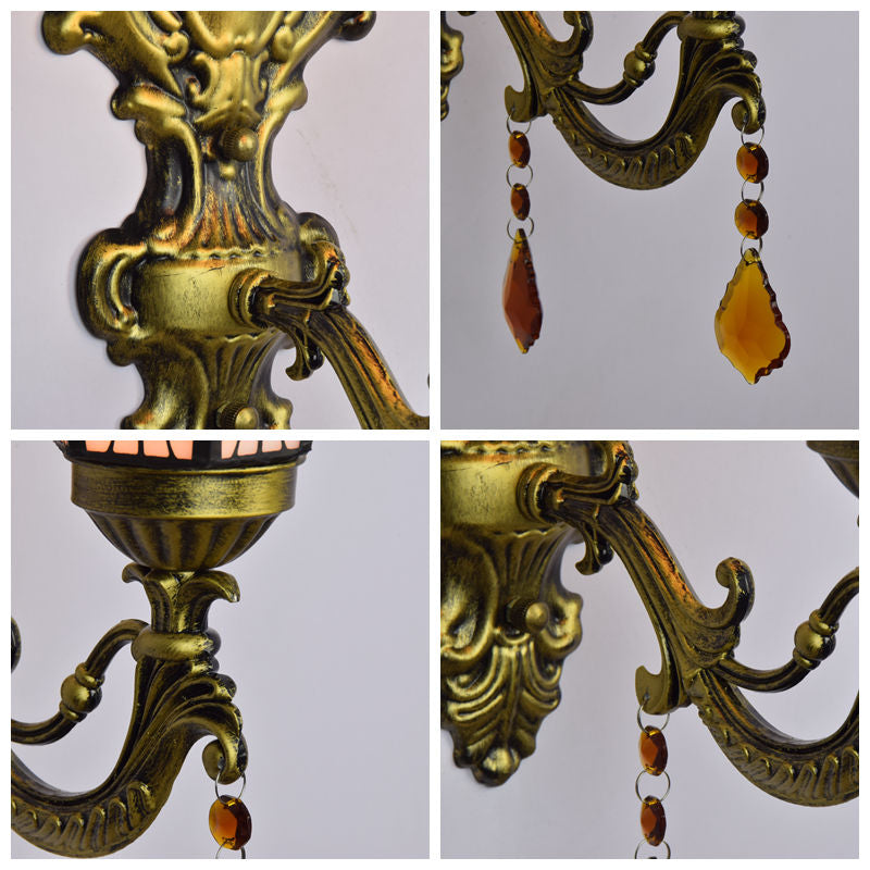 Tiffany Wall Sconce in Antique Bronze and Crystals