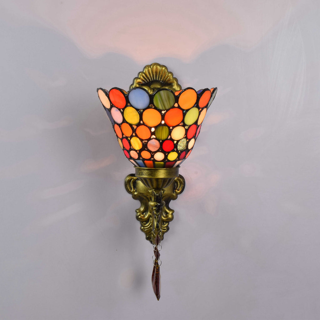 Tiffany Style Wall Sconce in Bronze and Crystals