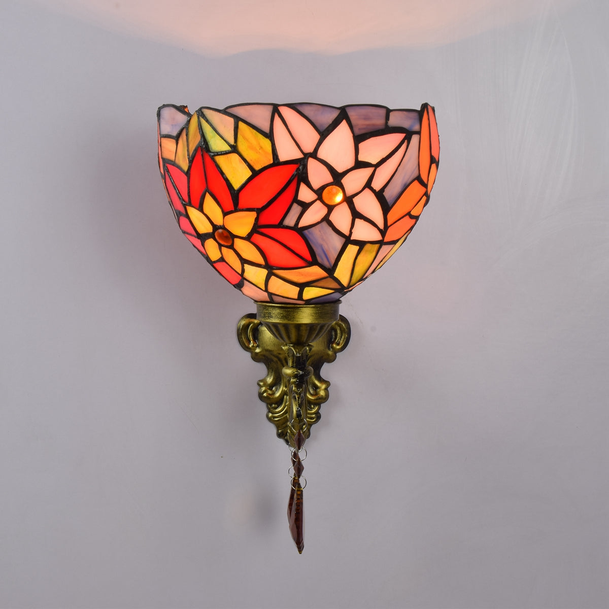 Floral Tiffany Wall Sconce in Stained Glass