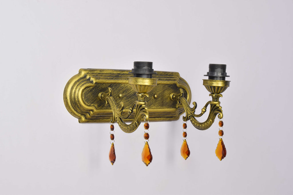 Double Wall Sconce in Blue Bronze Tiffany Glass