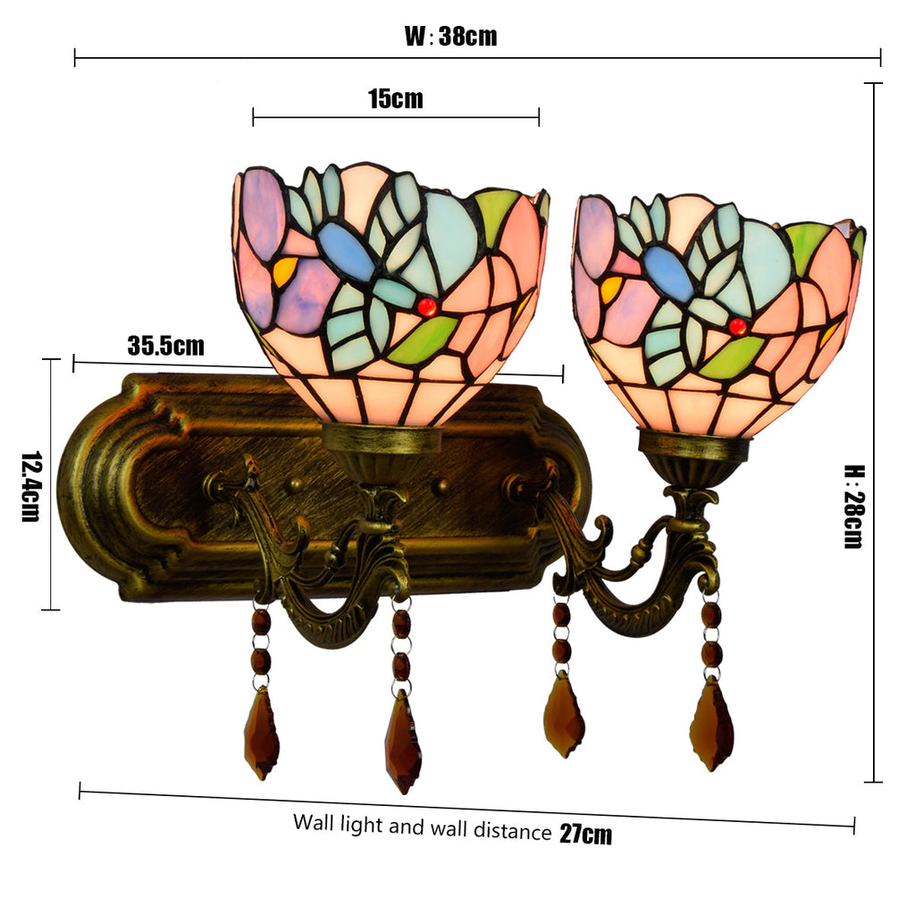 Antique Gold Double Wall Sconce with Crystals