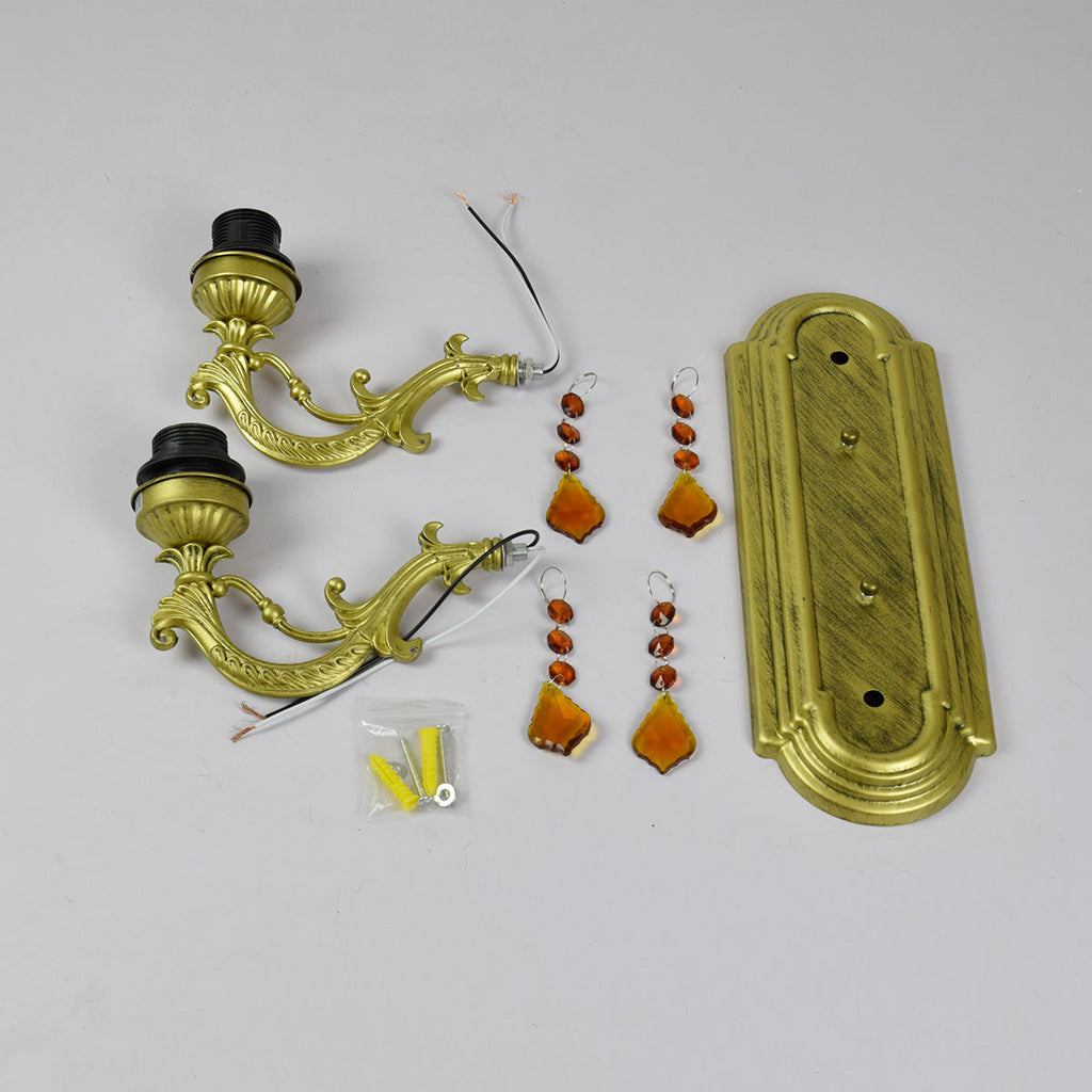 Double Tiffany Style Wall Sconce in Aged Bronze