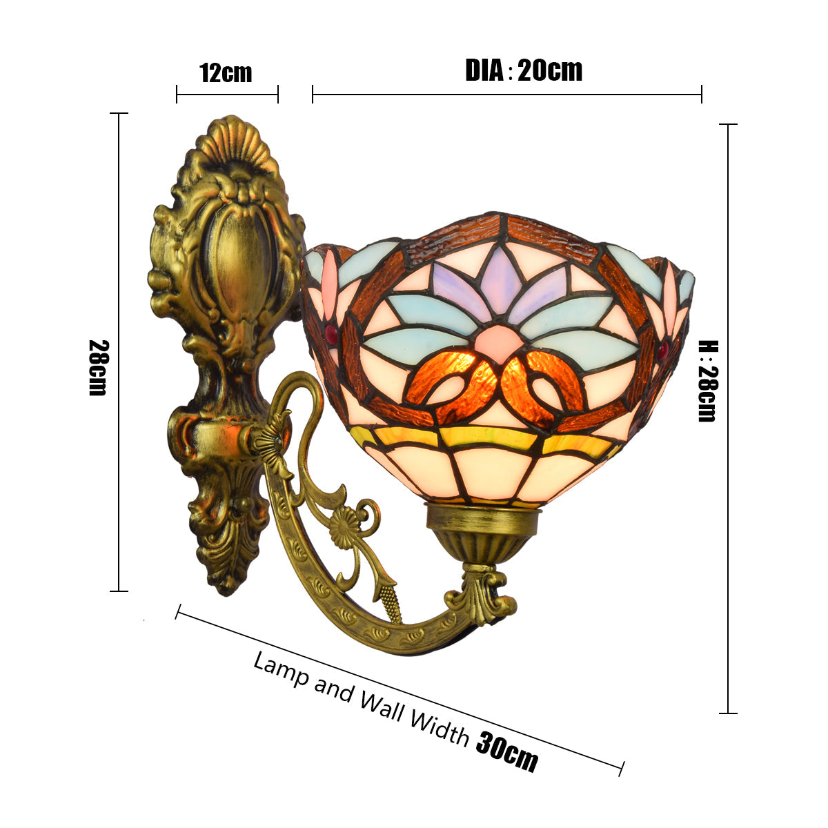 Antique Bronze Tiffany Style Wall Sconce