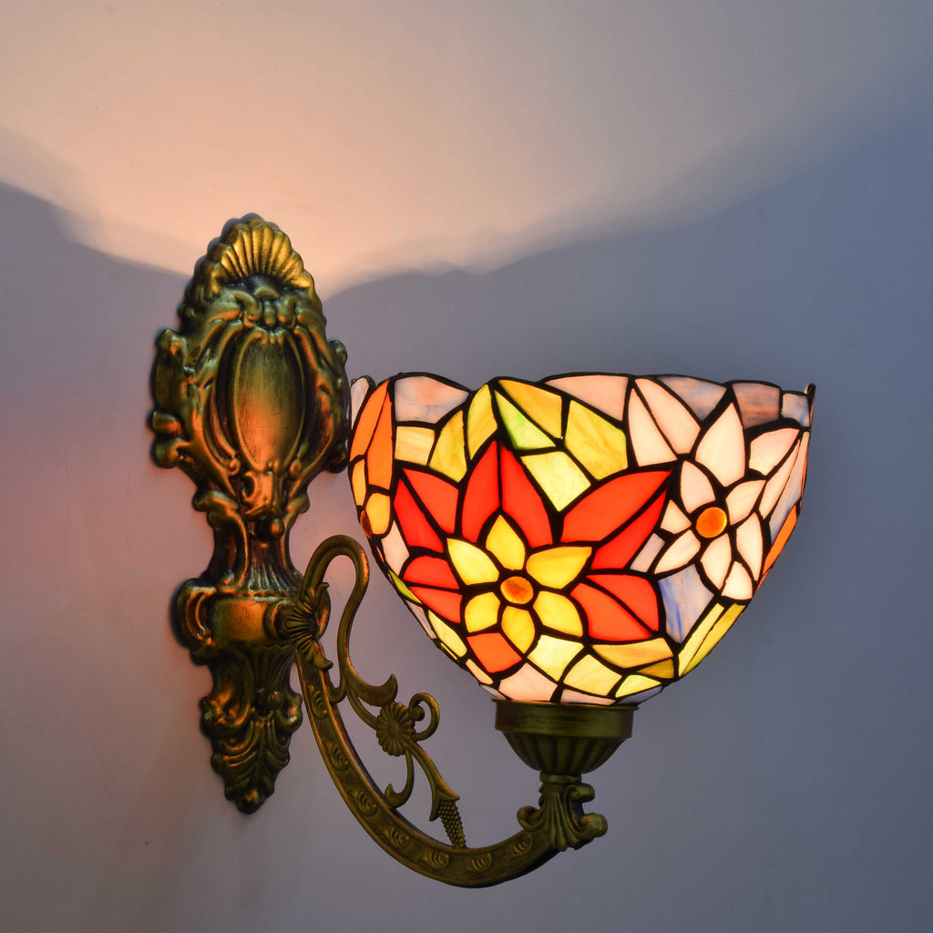 Floral Tiffany Wall Sconce in Stained Glass