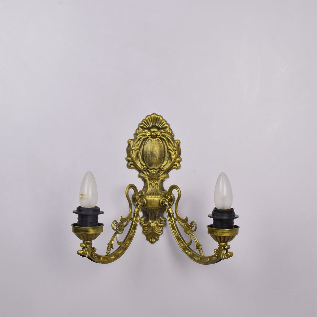 Vintage Double Wall Sconce in Blue Tinted Glass