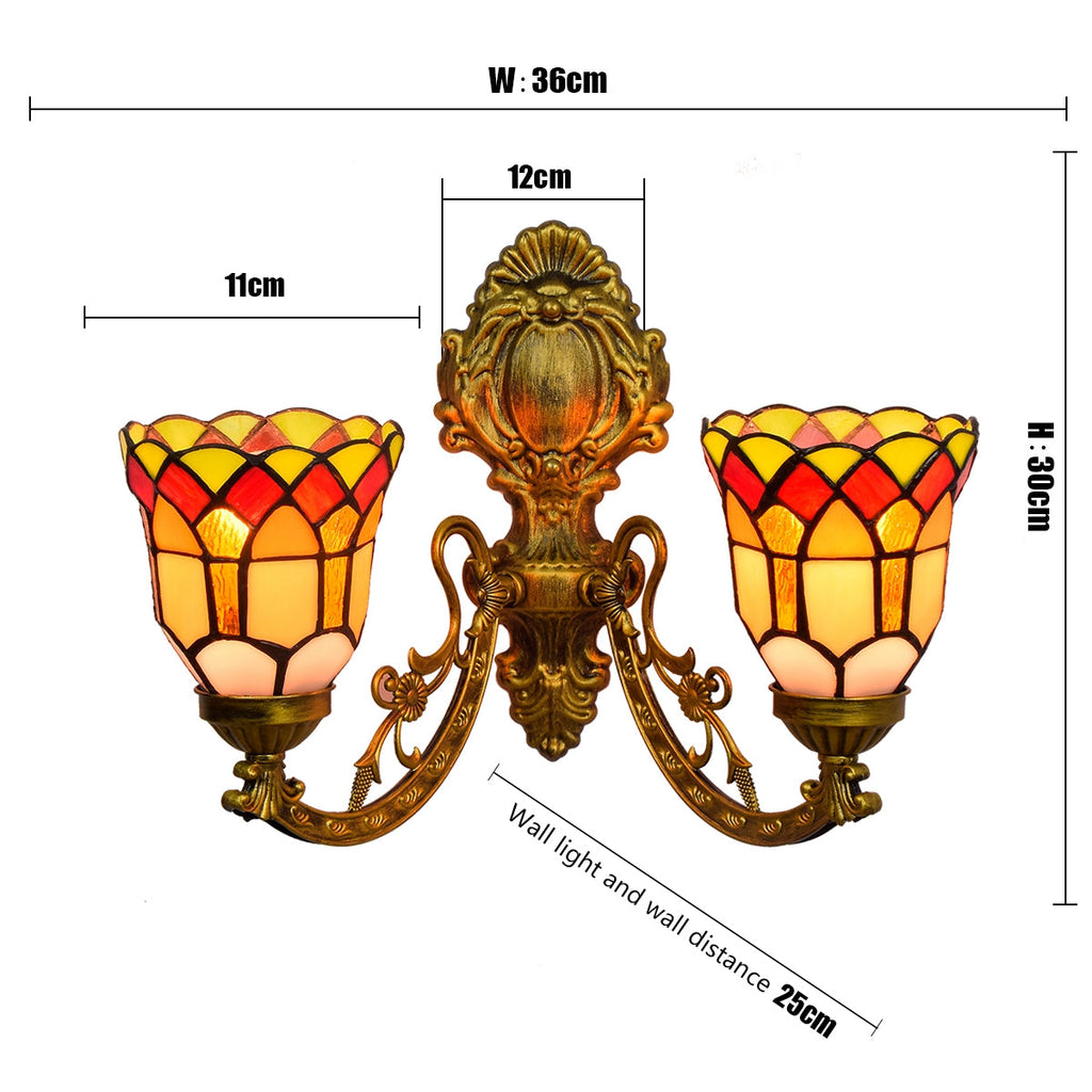 Tiffany Style Stained Glass Double Wall Sconce