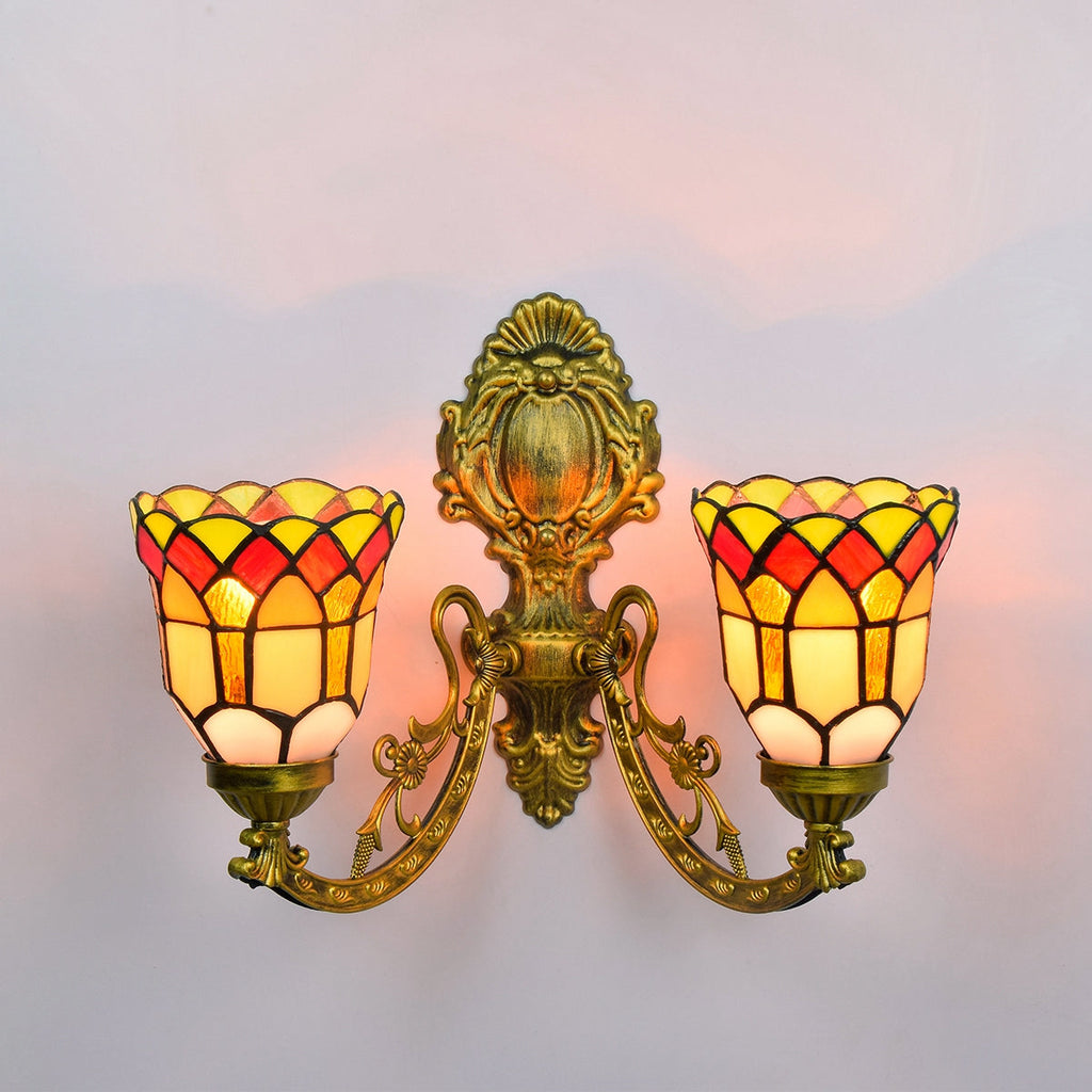 Tiffany Style Stained Glass Double Wall Sconce