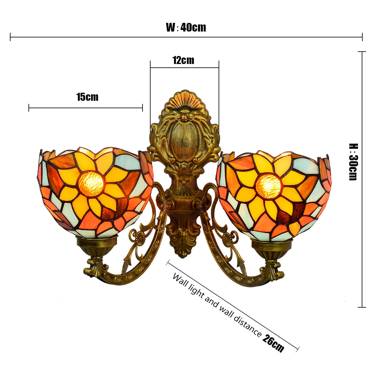 Tiffany Sunflower Double Stained Glass Wall Sconce