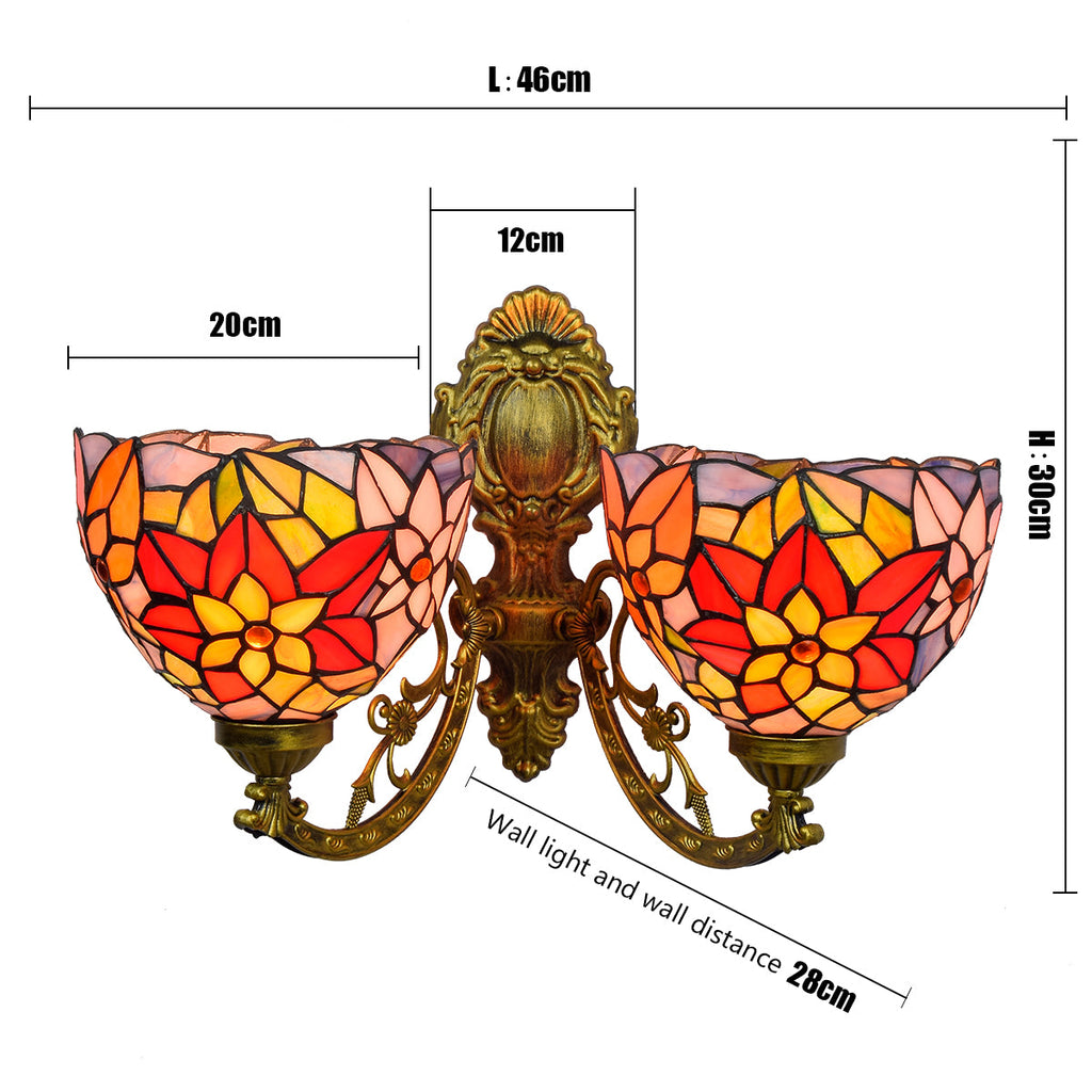 Tiffany Floral Tinted Glass Double Wall Sconce
